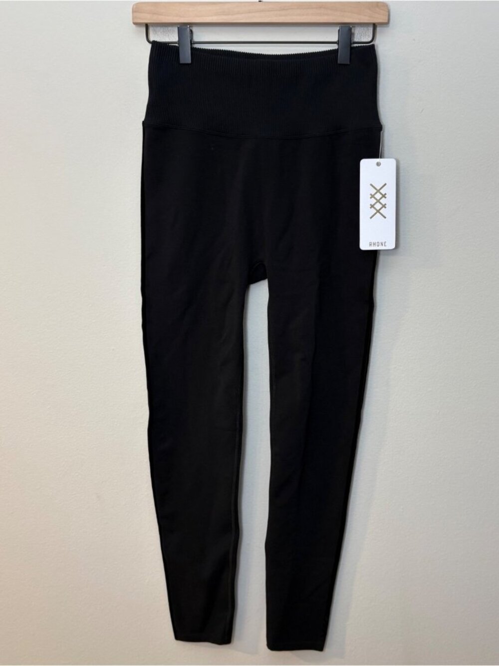 NEW Rhone Evolve Seamless Leggings Knit Wide Ribbed Waist Velvet Piping Medium